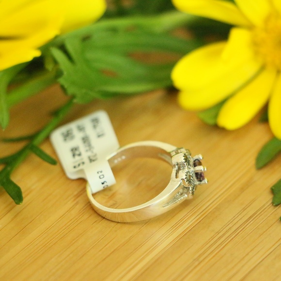 925. Sterling silver marcasite cubic zirconia purple - Picture 6 of 8